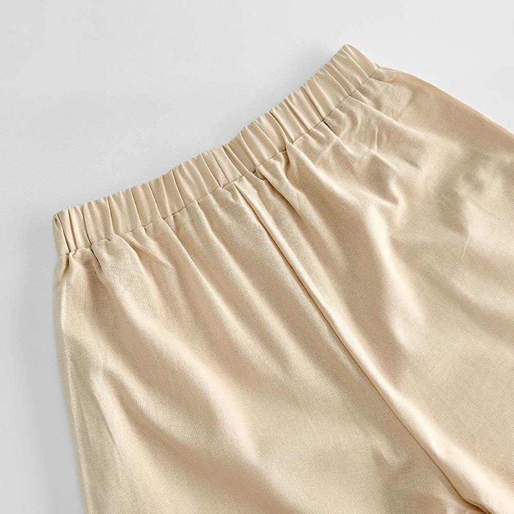 Hot Sale Cotton Linen Solid Color Set Spring Summer Casual Women's Vest Split Long Pants Two-Piece Set