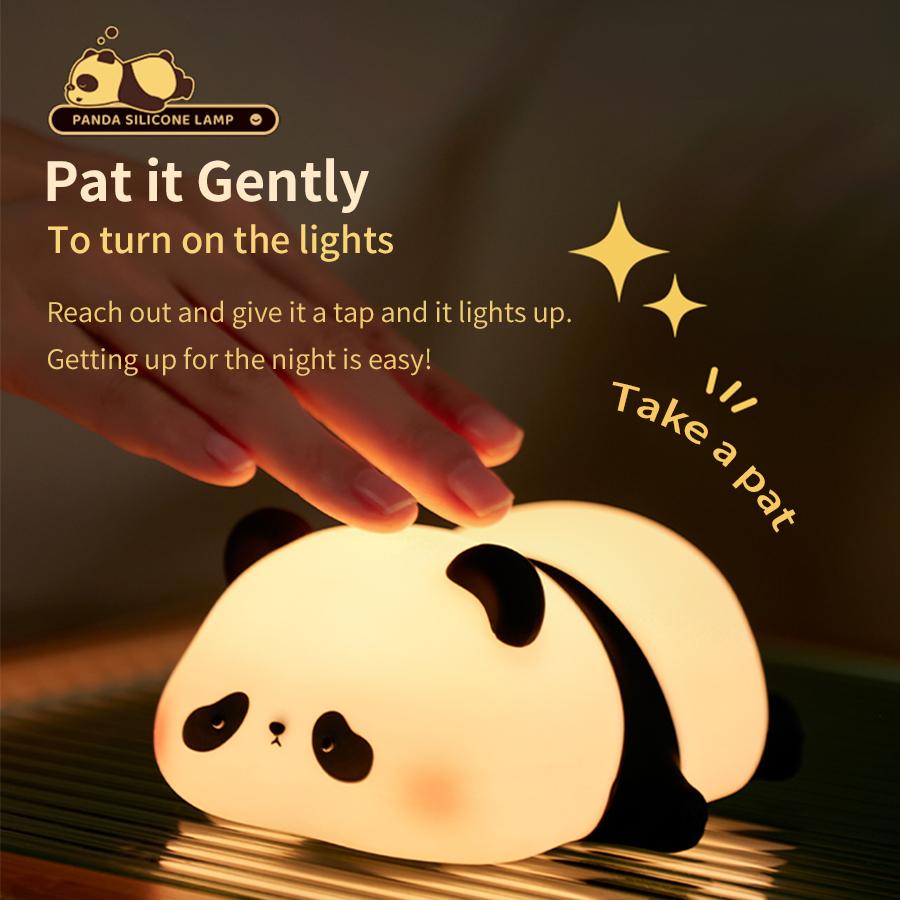 Silikonová panda LED noční světlo Roztomilé zvířátko kreslené noční světýlka pro děti Lampa na noční stolek Ložnice Dekorace do obývacího pokoje Hračky Dárek