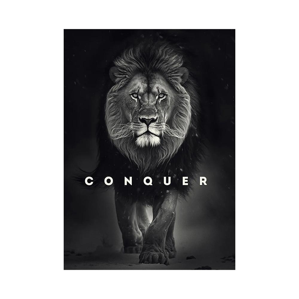 Citazioni Motivazionali Conquista Focus Pittura su Tela Leone Tigre Leopardo Animali Feroci Poster Stampa Muro Soggiorno Decorazioni per la Casa