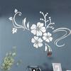 3D Mirror Mural Stickers Hibiscus Shaped Silver Acrylic Wall Sticker Decoration for Living Room