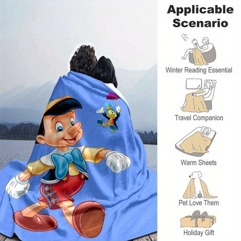 1pc, Pinocchio & Jiminy Cricket Blanket, Soft Blankets for Friends, Birthday Gift for Friends, Home Decor, Throw Blanket for Couch, Bed, Car, Travel,