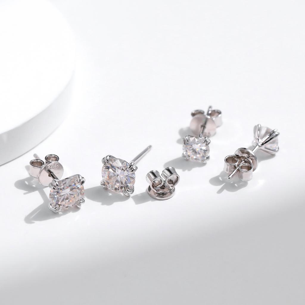 MODIAN D 1CT Moissanite Stud Earrings 925 Silver Brilliant Round Cut Lab Created Diamond Jewelry For Women