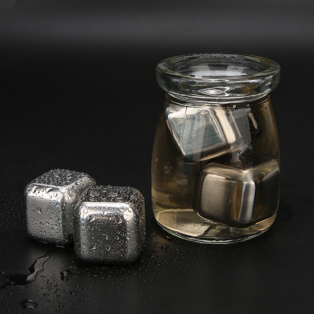 

Food Grade Stainless Steel Ice Stone Party Bar Ice Cubes for Wine Beer Whiskey Drinks4Pcs