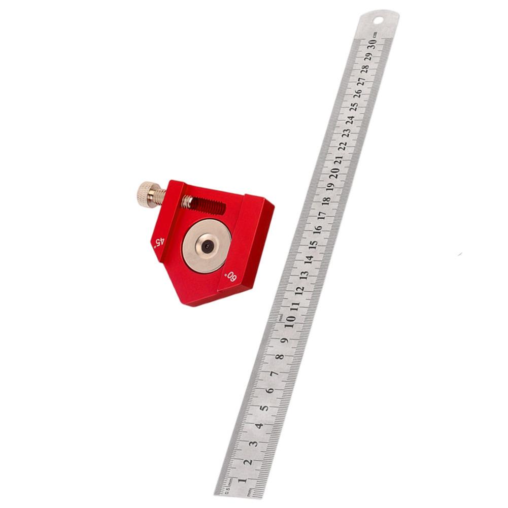 Steel Ruler Positioning Block Center Finder Angle Scriber Marking Line Gauge Woodworking Ruler Marking Gauge For Ruler Locator