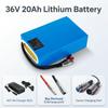 Germany 36V 20Ah Waterproof PVC Lithium Battery for E-Bikes Scooters, 2600mAh 10s8p China Cells with 20A BMS 3A Big Warhead Plug