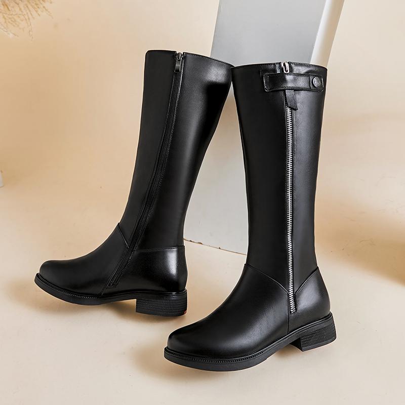 Fashion AIYUQI Women Winter Boots 2025 New Genuine Leather Long Boots Women Big Size 41 42 43 Wool Warm Zipper Riding Boots Women