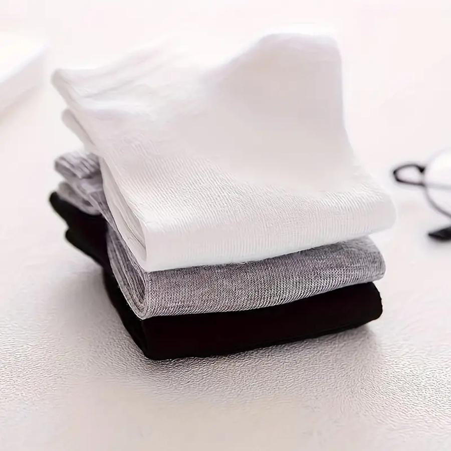 5 Pairs Men's Boat Socks Business Sport Sweat Absorption Mature Summer Autumn Solid Color Non Pilling Versatile Ankle Socks