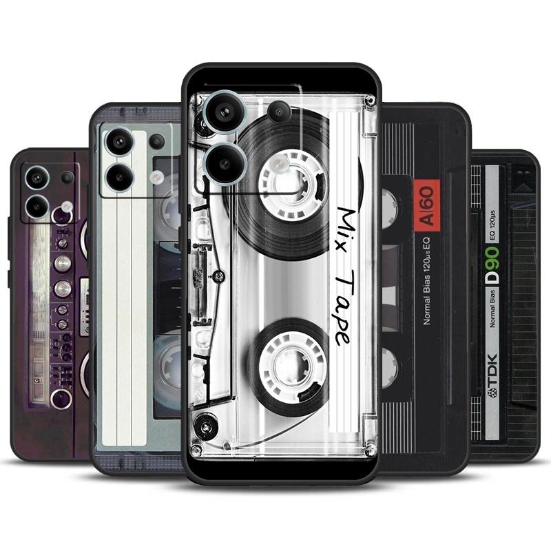 Old Cassette Tape Case For Redmi Note 13 Pro Plus 9 10 11 12 Pro 9S 10S 11S 12S Cover For Redmi 12 C 10C 13C