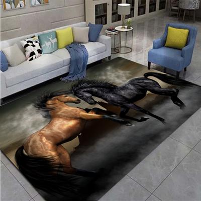 3D kůň tištěný velký koberec, rohožka, dekorace obývacího pokoje, ložnice, koupelny, zvíře - vzor běžícího koně protiskluzová podlahová rohož