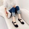 Fashion Flat Shoes for Women 2025 Spring Autumn Square Toe Mary Jane Plus Size Women's Shoes 41-43 Loafers Women Ladies Shoes