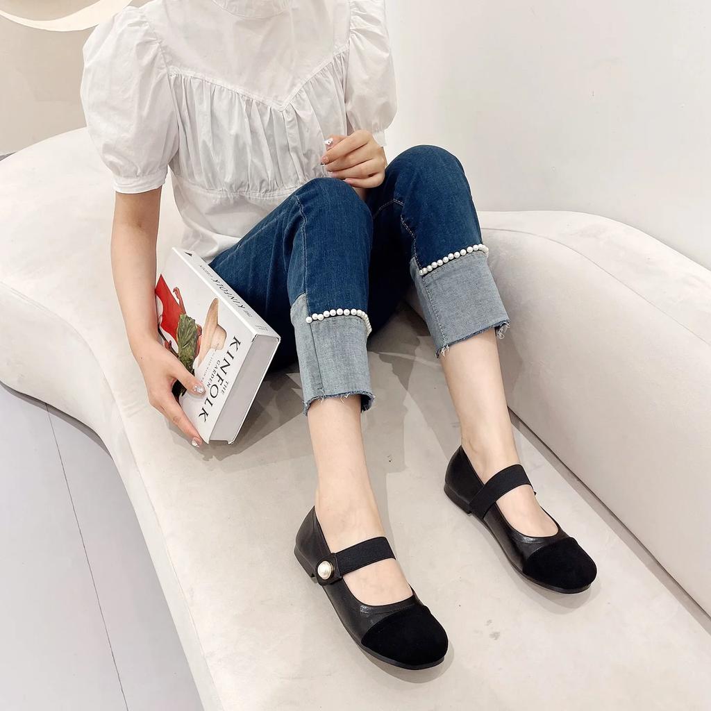 Fashion Flat Shoes for Women 2025 Spring Autumn Square Toe Mary Jane Plus Size Women's Shoes 41-43 Loafers Women Ladies Shoes