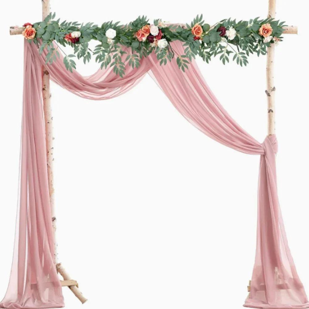 

Sheer Chiffon Polyester Fabric for Wedding Arch Draping Designed for Elegant and Airy Event Decorations Size 300x75cm темно-рожевого кольору
