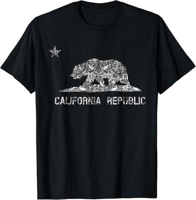 California Republic Flag Floral Bear Gift TShirt Unisex T-Shirt