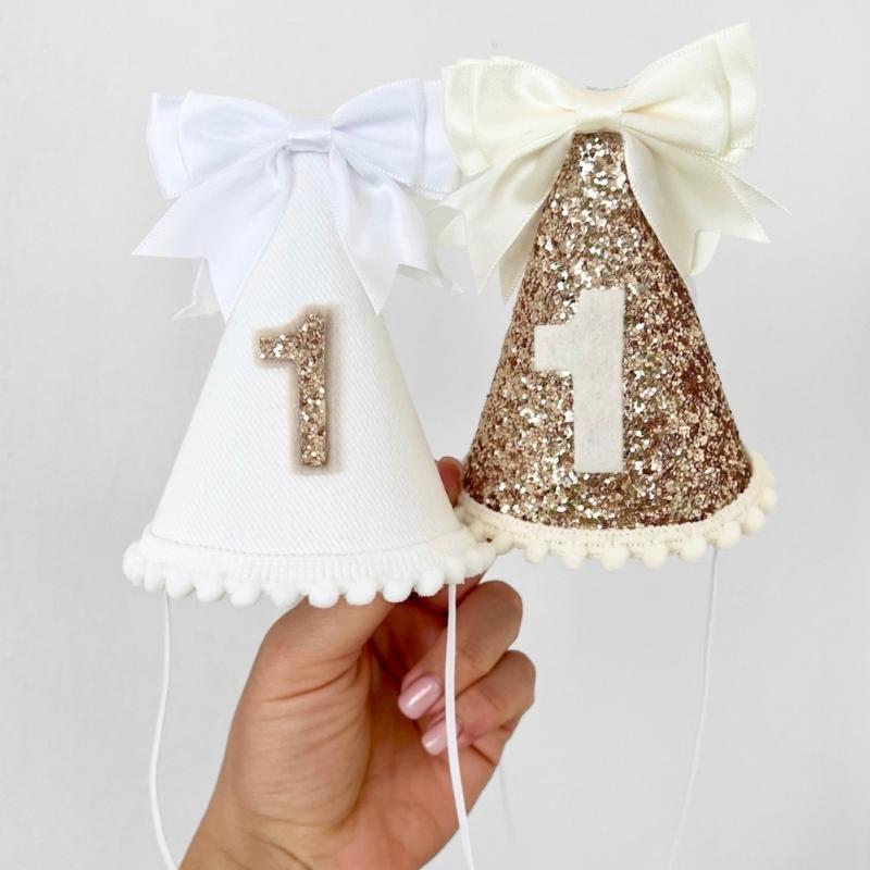 Infant Fabric Birthday Hat Festival Celebration Headwear Caps with Lovely Bowknot Detailing for Toddler