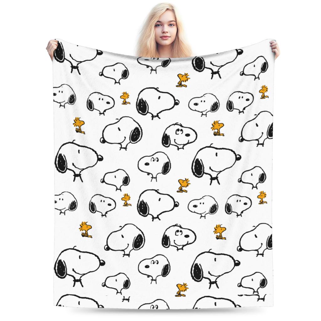 Snoopy & Woodstock Pattern Blankets Fleece Funny Soft Throw Blankets for Bedspread Winter