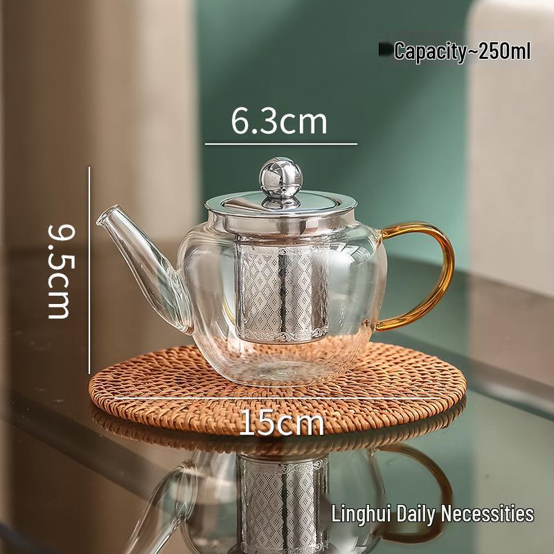 Large Glass Teapot with Lid & Handle, Heat-Resistant, Stainless Steel Infuser, Floating Cup
