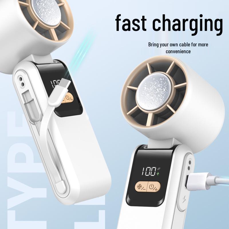 2026 Portable 199-Speed Handheld Fan with Ice Pack - Neck-Hanging and Desktop Charging