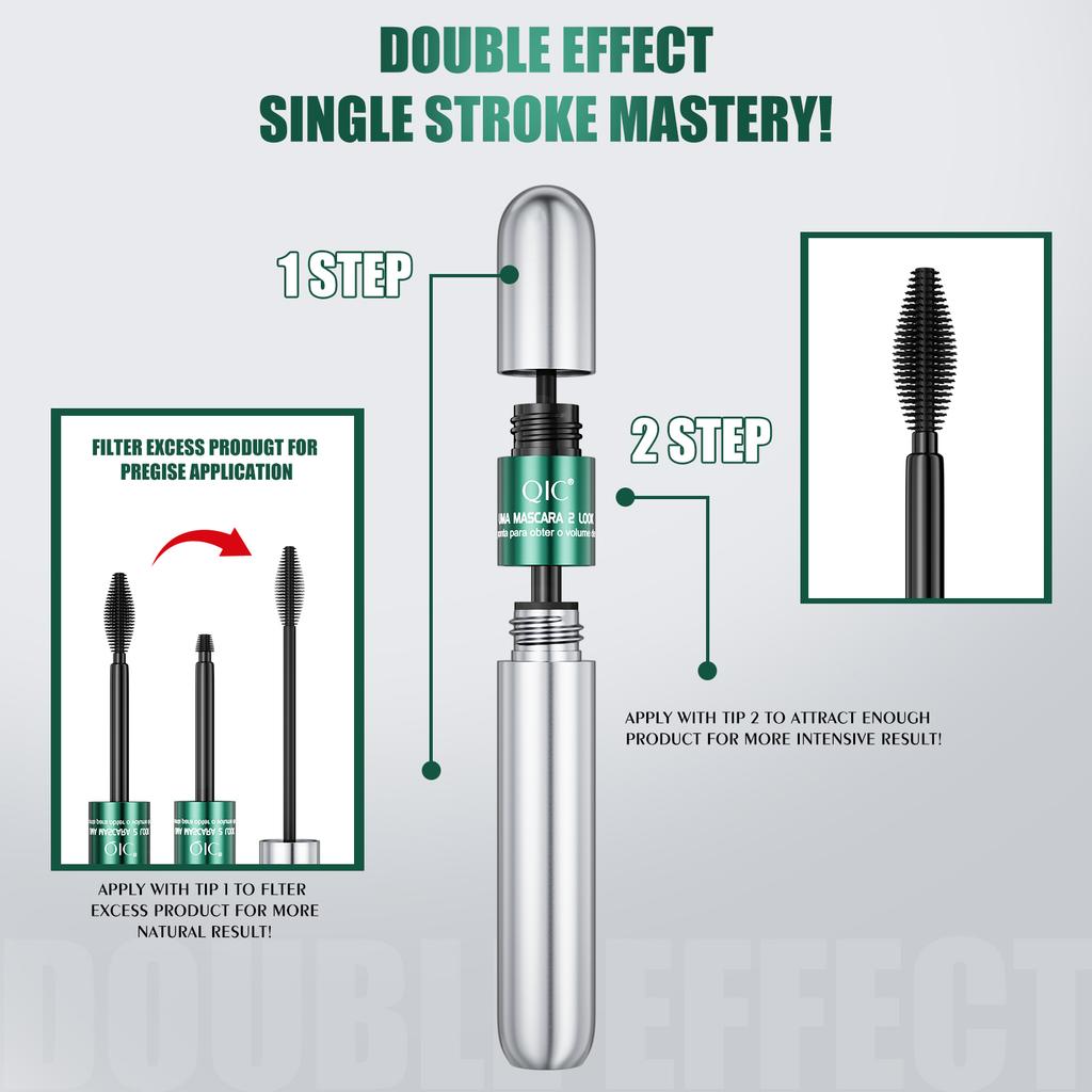 2‑in‑1 4D Black Mascara Long‑Lasting Volumizing Curling Waterproof Sweatproof Smudge‑Proof Lash Primer