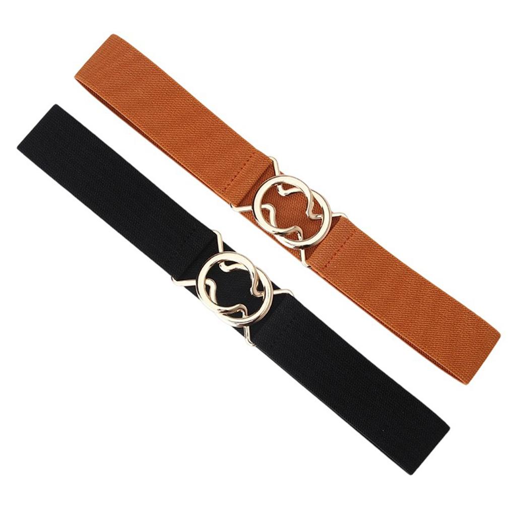 Elastic Waist Belt Stretch Waist Cincher Adjustable Metal Buckle Waistband For Dresses Skirts Pants Women Everyday Wear