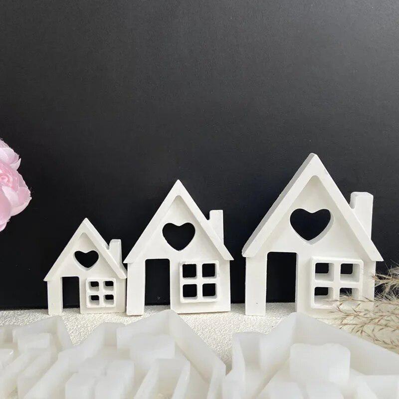 Light House Silicone Mold for Tea Light Holder Houses Concrete Moulds Casting Molds Crafts Decor Home Resin Mold Casting Mould(with Chimney)