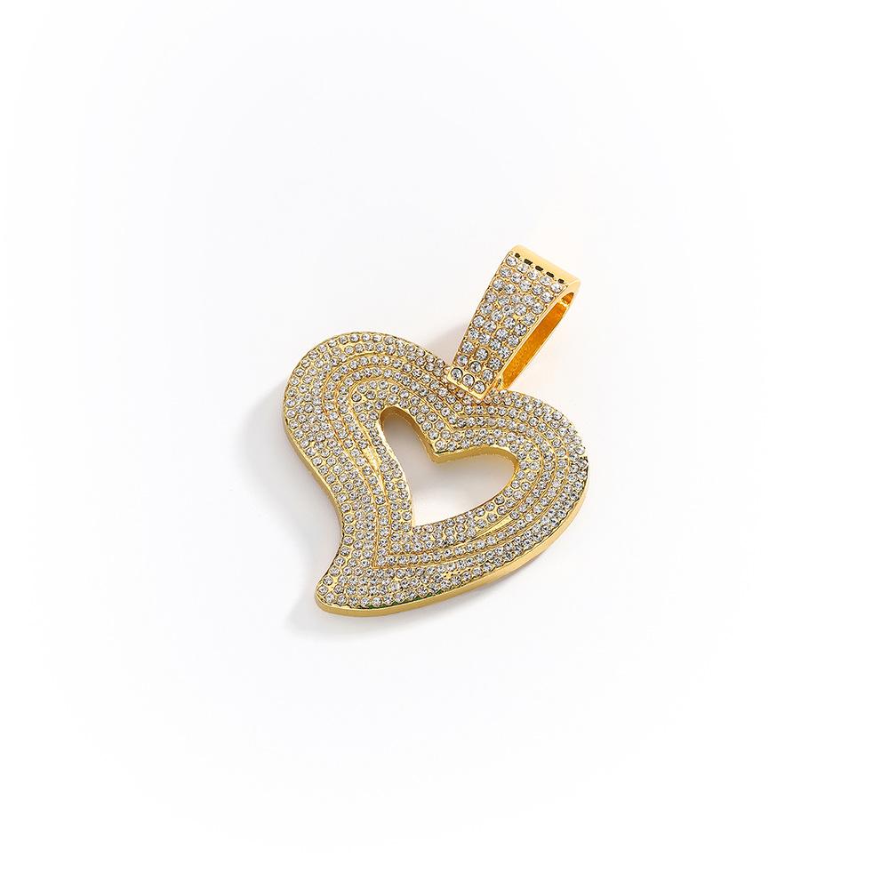 Hip Hop Alloy Full Diamond Fashion Heart Pendant Cuban Necklace Jewelry Temu Jewelry