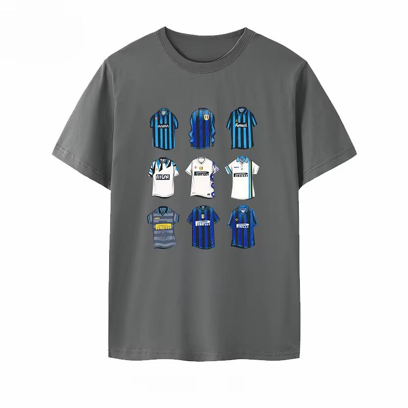 

Футбол Серии А Интер Классическая Фан-форма Сувенирная Футболка с коротким рукавом Мужская Повседневная Спортивная Хлопковая Интер Милан S