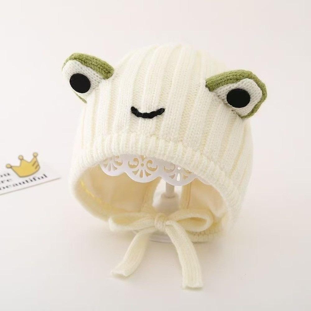 

Windproof Pullover Cap Cute Frog Beanie Hat New Plush Knitted Cap Autumn and Winter бежевий