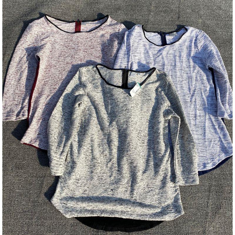 

30 Dollars. Foreign Trade Original Order Export Fashion Tail Single Knitting round Neck Zipper Knitwear Bottoming Shirt Small Shirt Top Blue MM