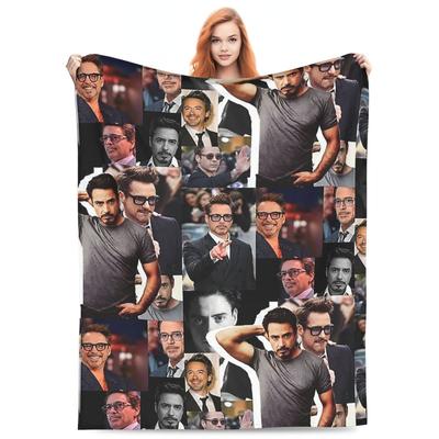 Robert Downey Jr Blanket Fleece Sofa Throw Blanket Warm Throw Blankets for Couch Bedding Outdoor Throws Bedspread Quilt