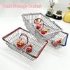 1pc Metal Wire Mini Shopping Basket 2 Sizes Available with Handle Desktop Storage Basket Metal Wire Basket Stationery Holder
