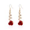 Vielseitige Damen-Ohrringe mit roter Rose, Strass und Quaste