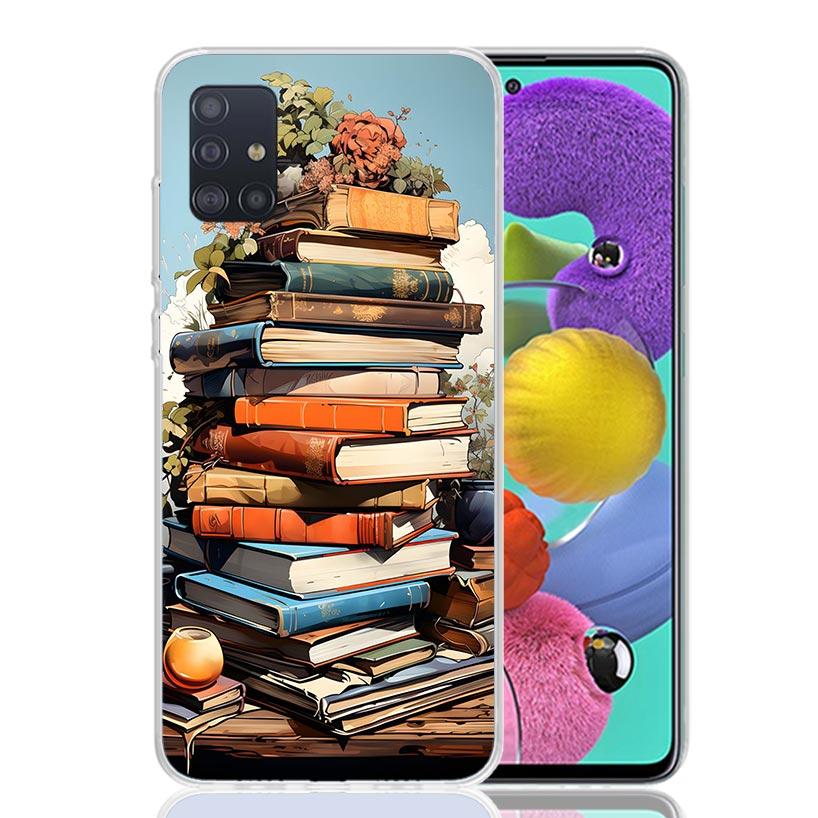 Read Books Illustration Reading Phone Case For Samsung Galaxy A52 A32 A22 A12 A02S A50S A30S A51 A31 AA71 Note 20 Ultra 10 S10 P