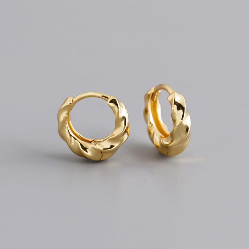Sterling Geometric Hoop Earrings Women Gold Tone Modern Minimalist Ear Cuffs Fashion Jewelry 925 Sterling Silver