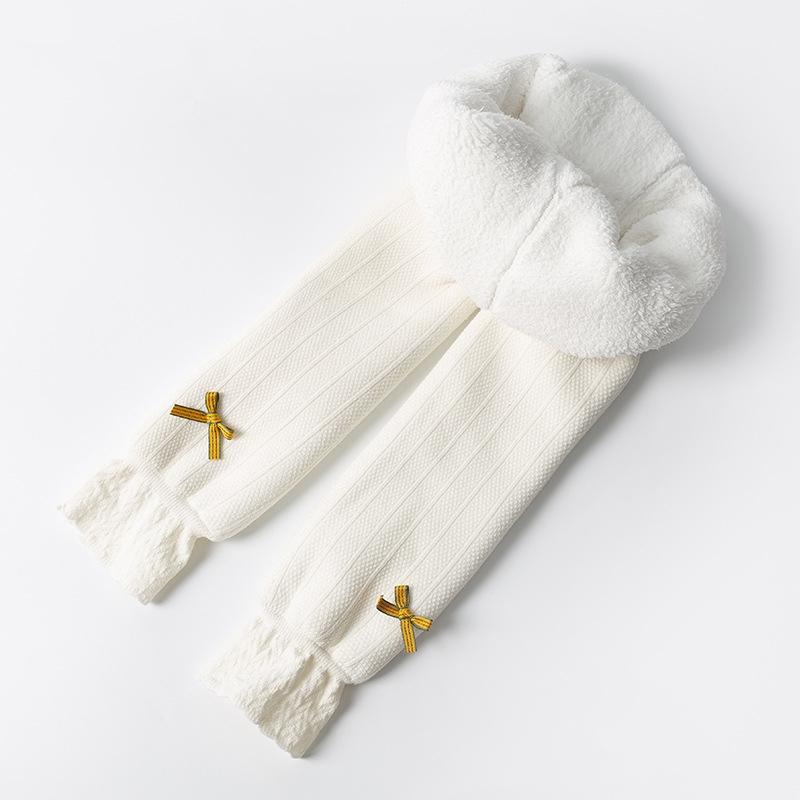 

1-12Years Girls Winter Leggings Thick Fleece Kids Warm Tights New Autumn Winter Solid Color Cotton Pants Children Trouser XXL белый