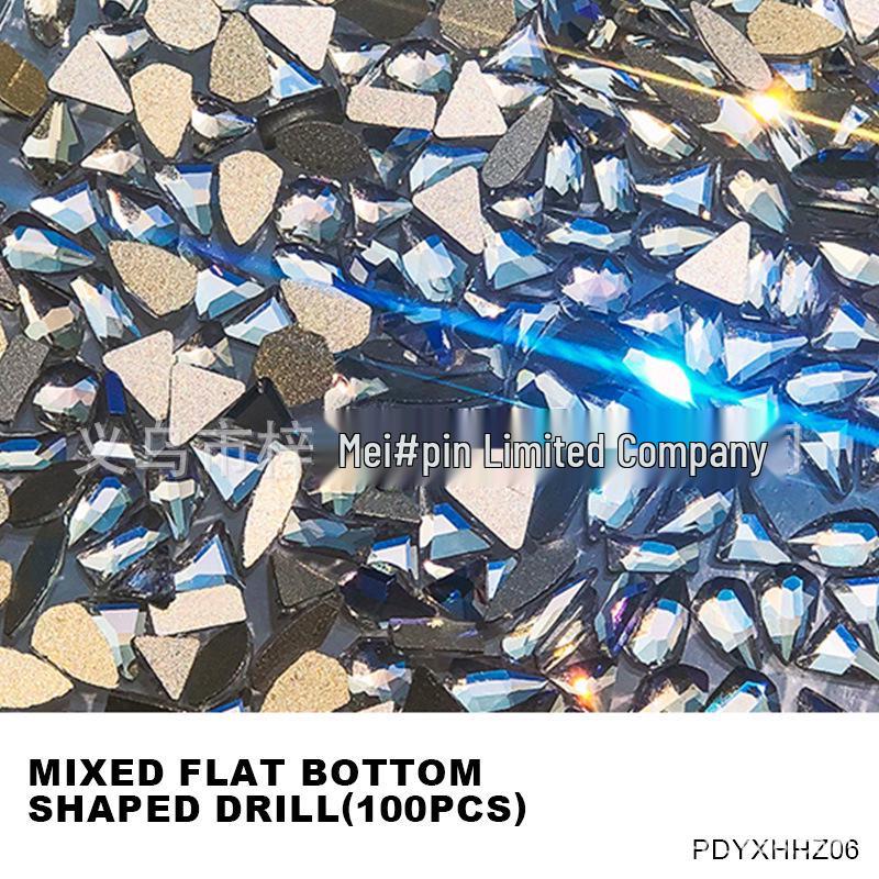 

100pcs AB Transparent Rhinestones: Flat Bottom Irregular Nail Art Stickers - Super Shiny, Popular Internet Celebrity Style