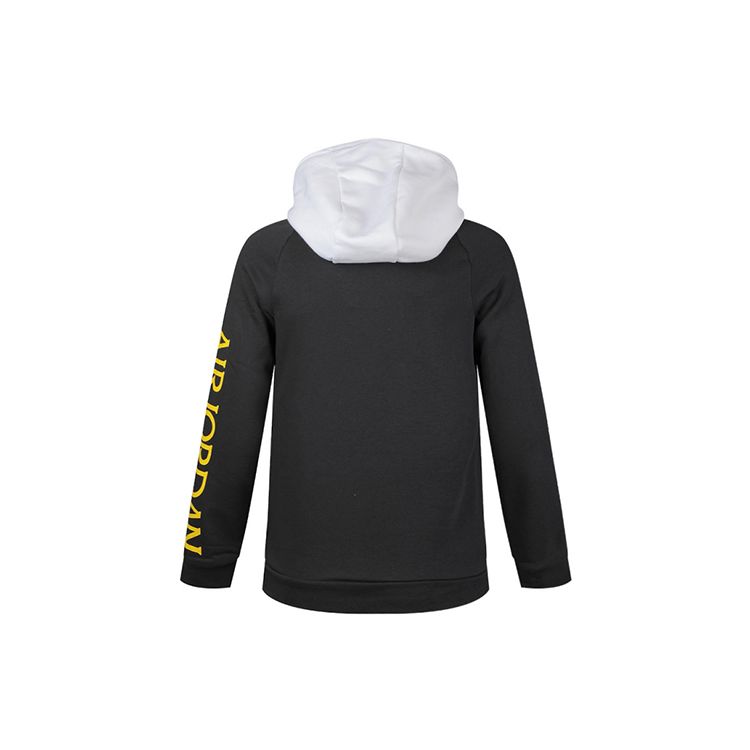 Jordan Air Jumpman Logo Print Colorblock Fleece Hoodie Men Tops Black CU1556-010