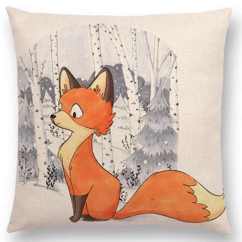 Newest Cute Cartoon Sofa Pillow Cover Black and White Cat Funny Fox Cushion Cover Throw pillowcase
