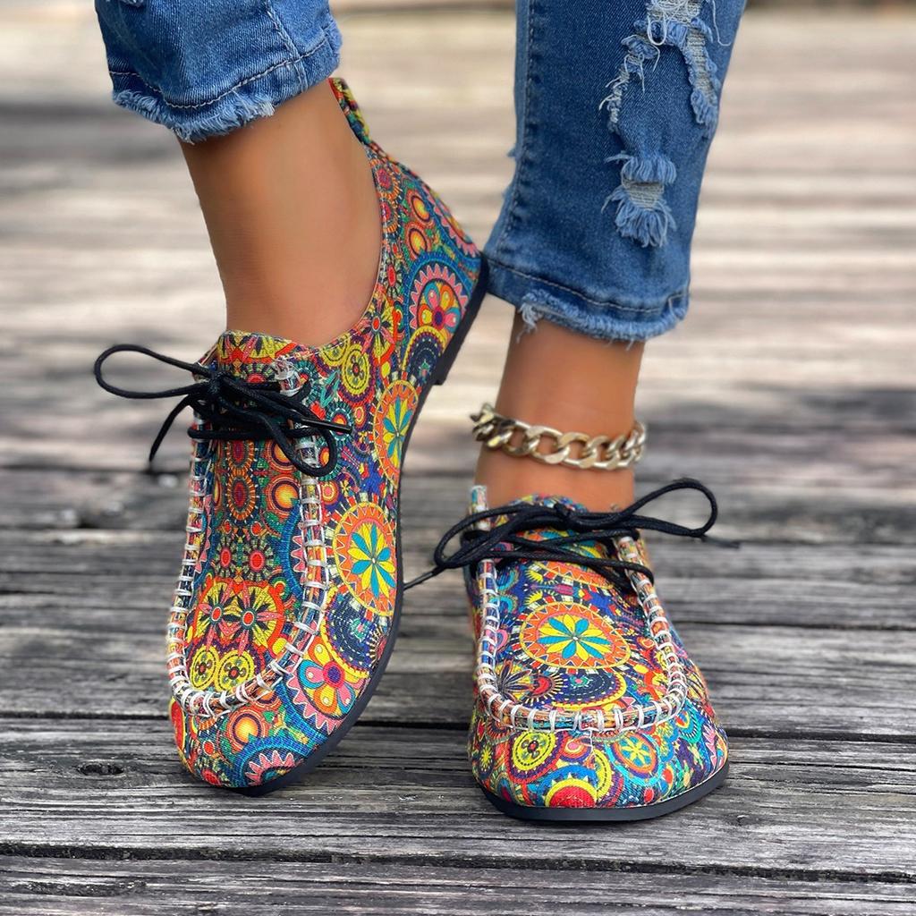 Fashion Shoes for Women 2025 New Versatile Lace Up Large Size Women's Flats Outdoor Breathable Casual Light Flat with Shoes Ladies