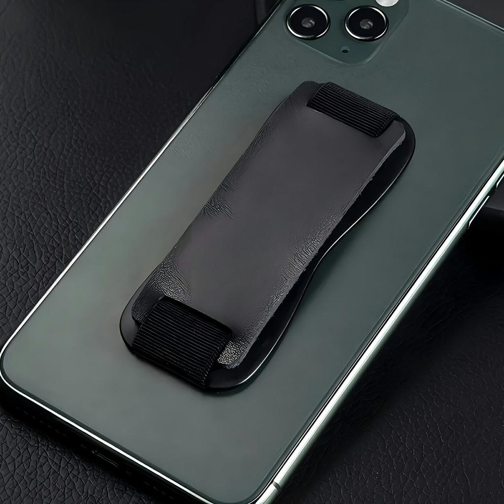 Universal Retractable Phone Strap Stand Leather Textured Adhesive Holder Anti Slip Versatile Support