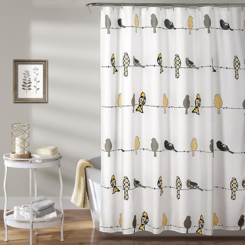 Rowley Birds Shower Curtain, 72” W x 72” L,Blush & Gray - Colorful Floral Bird Pattern - Whimsical & Playful Bird Shower Curtain