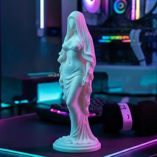 3D Printed Veiled Goddess Statue Artistic Wearing Veil Women Figurine Sculpture Decoration for Home Office Living Room Desktop