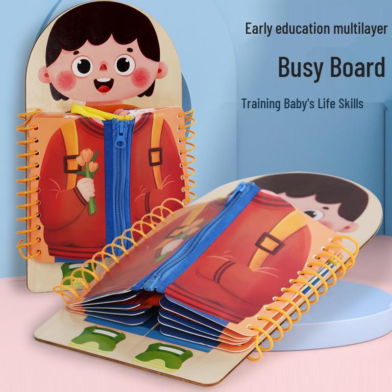 Kids' Montessori Multi-Layer Busy Board: Early Education Dressing Practice Tool