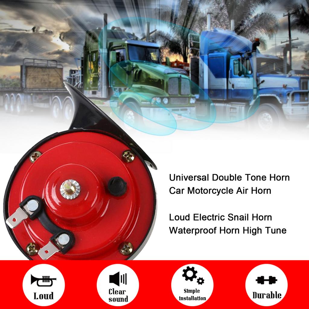 2PCS 24V Universal Double Tone Horn Car Motorcycle Air Horn Loud Electric Snail Horn Waterproof