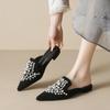 Baotou Half Slippers, Women Wear Pearl Shoes, Lazy People Pedal Cold Slippers