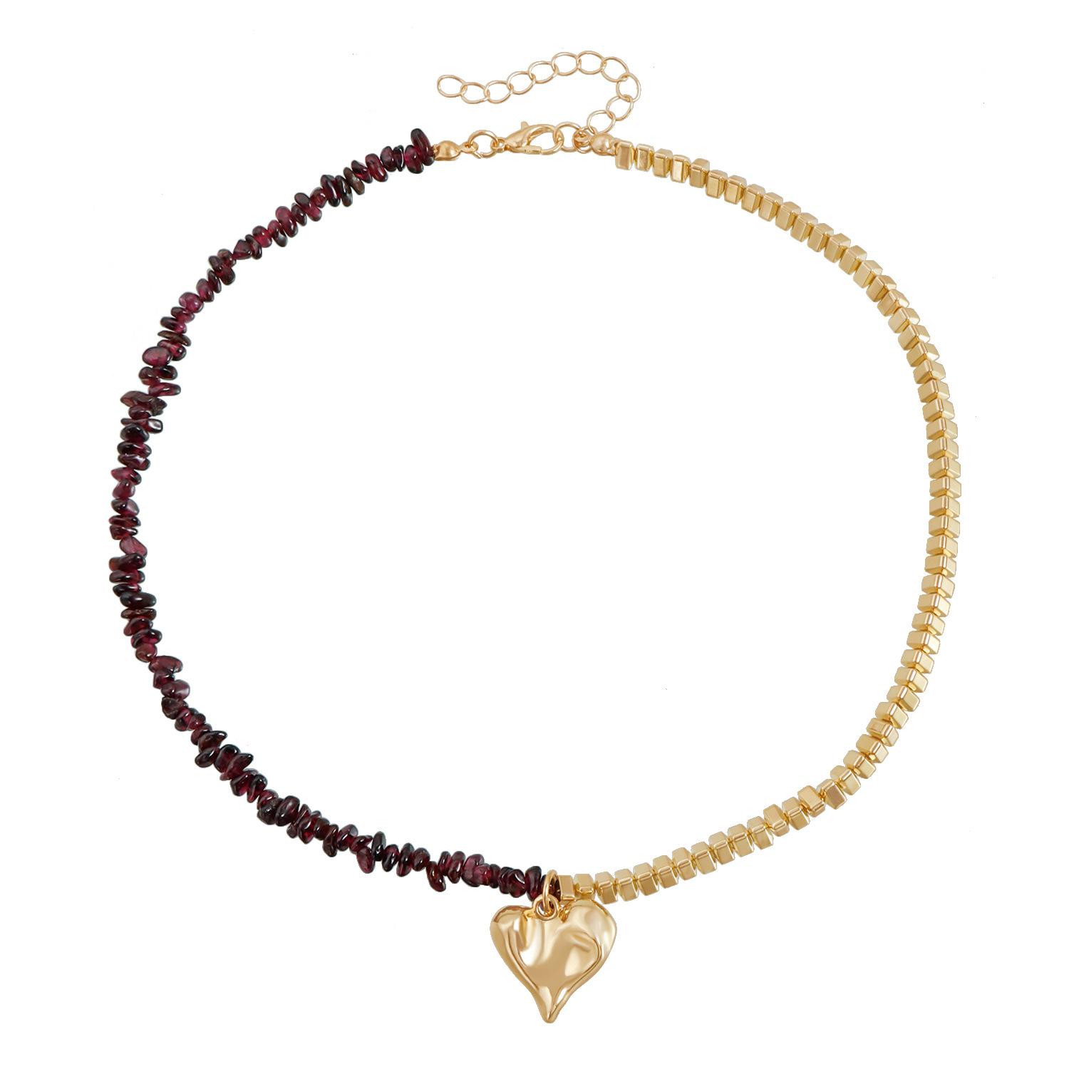 Sexy babes ins wind profiled love necklace gradual change gravel splicing necklace