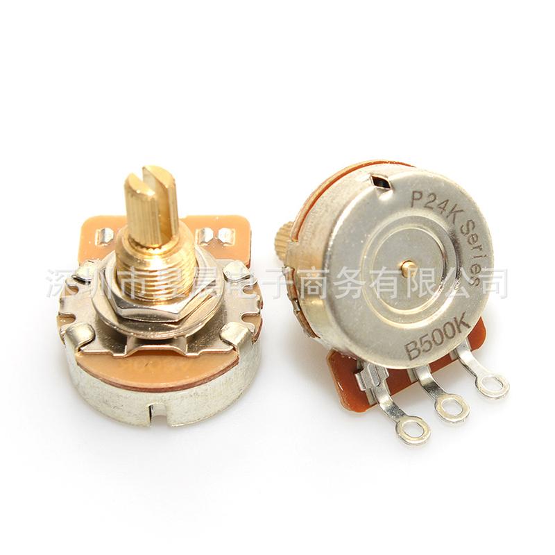 1Pcs Fine 24-Spline Brass Shaft Pots 500K/250K Long / Short Shaft Choose Guitar Potentiometers Diy Accessories