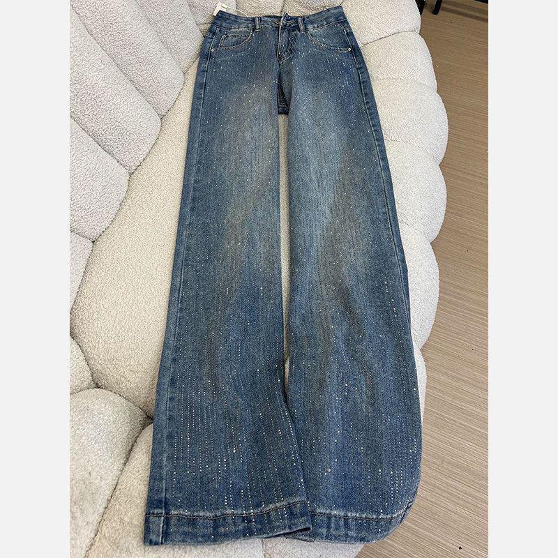 High-Waist Velvet-Lined Wide-Leg Denim Pants for Women XS 35-40 kg