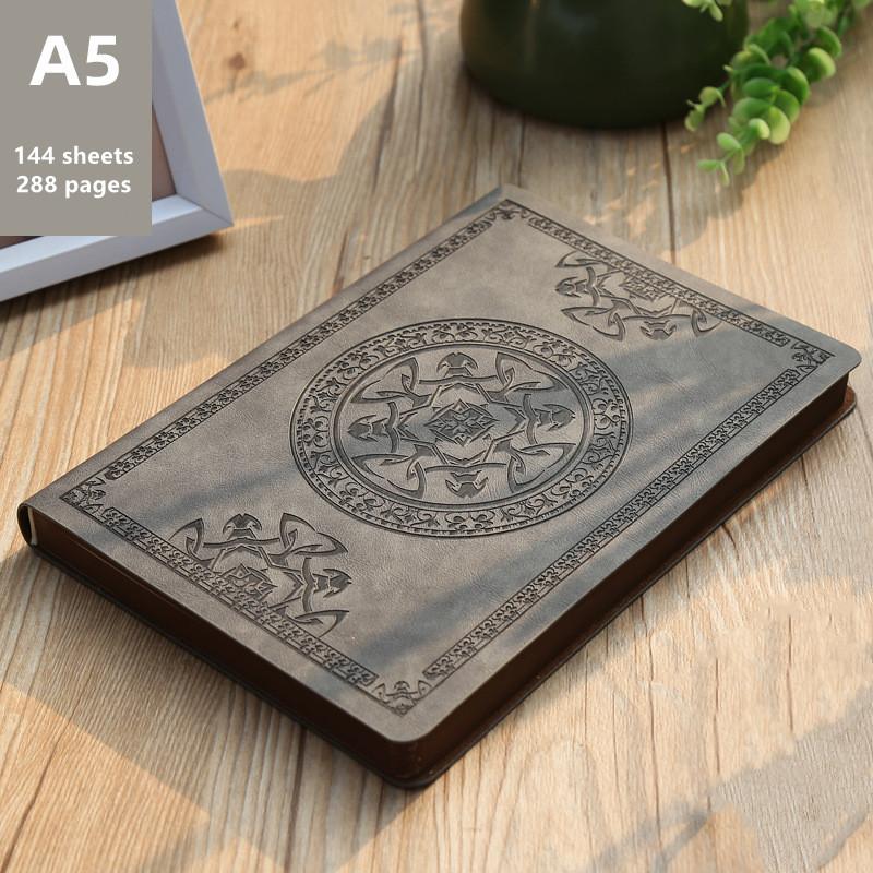 A5 Vintage Notebook Student Thickened PU Leather Diary Embossed Craft Literary Ledger Office Bookkeeping Book School Note Books