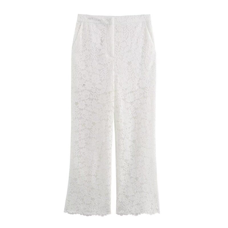 Fashion Style 2024 Summer New Arrival Women's Stylish Elegant Lace Short Tops High Waist Ankle Pants 3254490