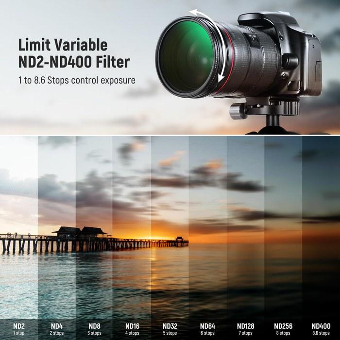 NEEWER 72mm True Color Variable ND Filter ND2-ND400, Adjustable VND Filter